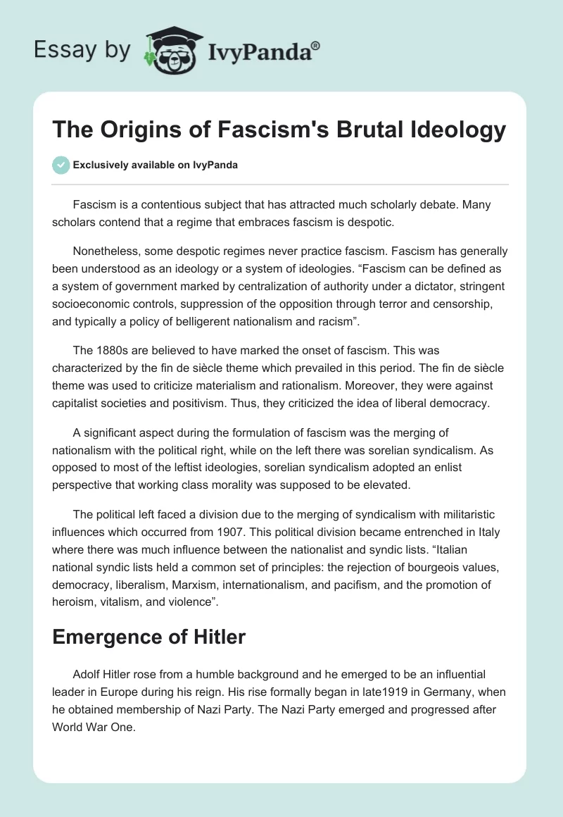 The Origins of Fascism's Brutal Ideology. Page 1