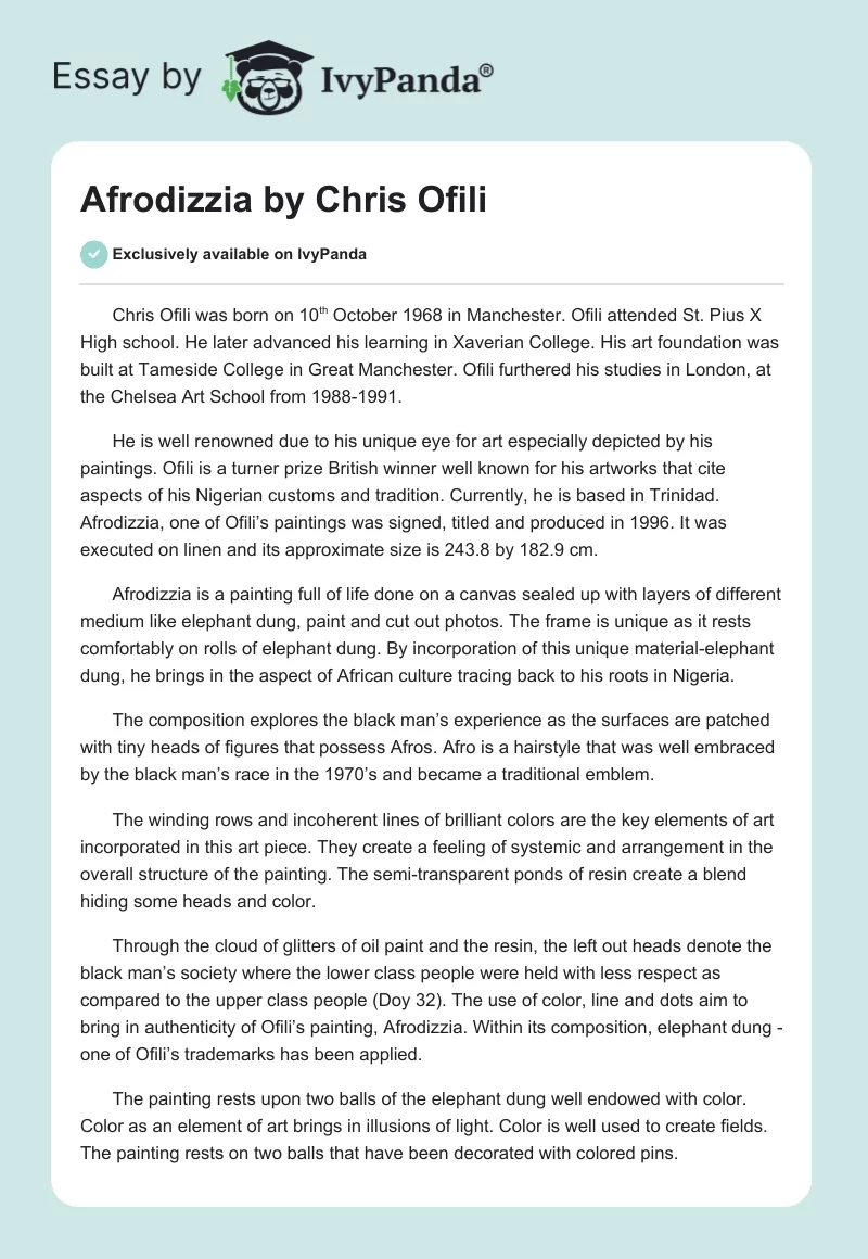 Afrodizzia by Chris Ofili. Page 1