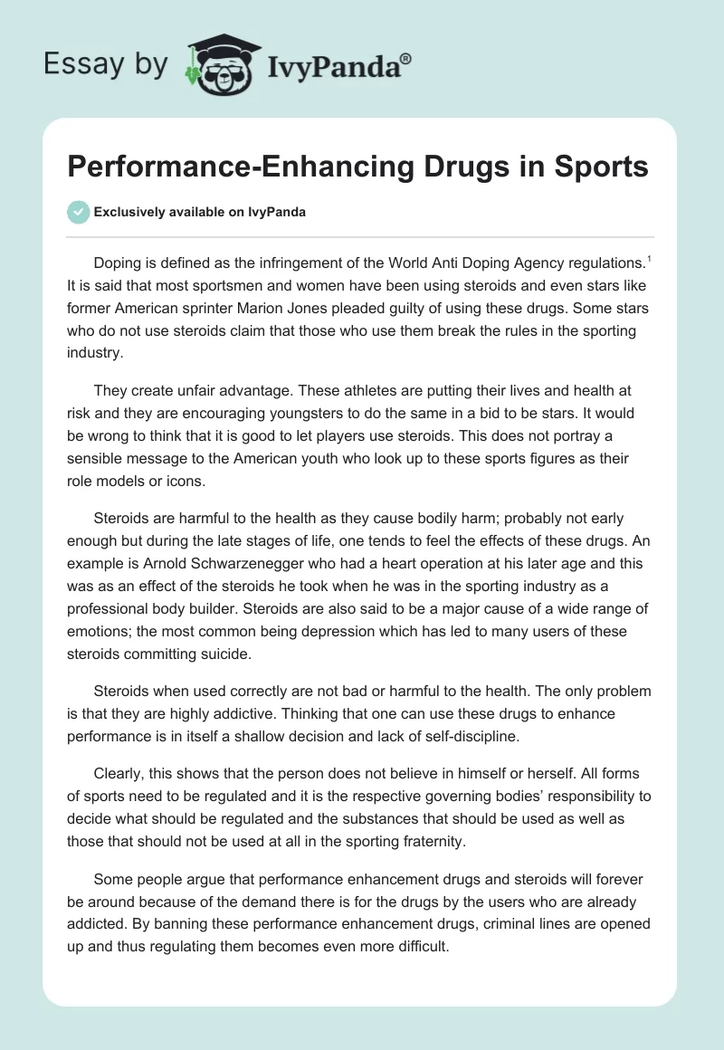 Performance-Enhancing Drugs in Sports. Page 1