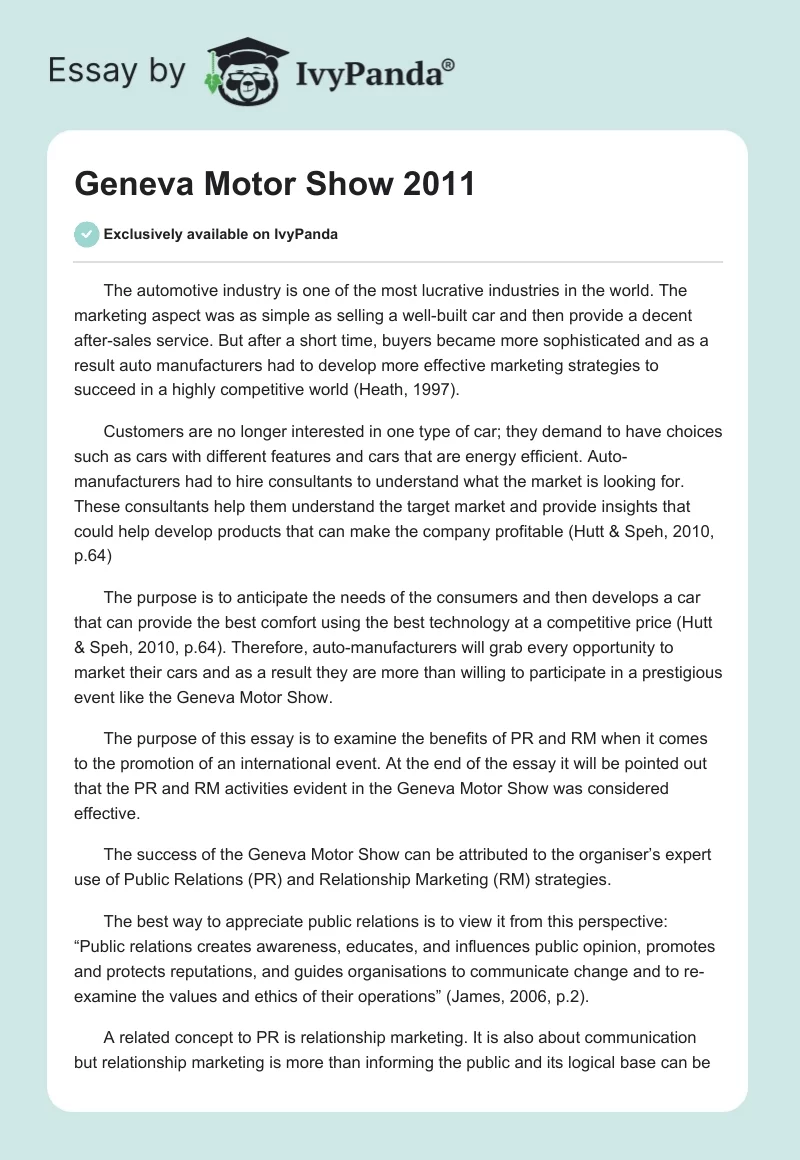 Geneva Motor Show 2011. Page 1