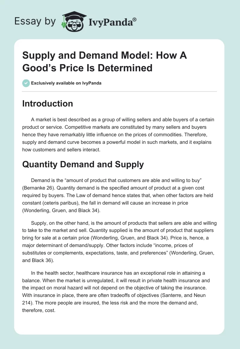 Supply and Demand Model: How A Good’s Price Is Determined. Page 1