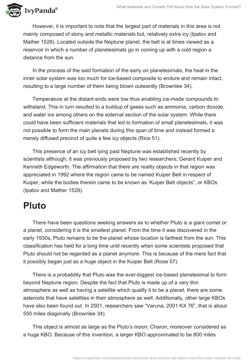 What Asteroids and Comets Tell About How the Solar System Formed?. Page 5