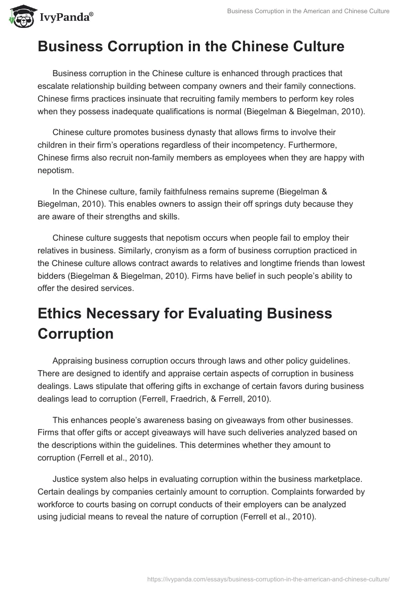 Business Corruption in the American and Chinese Culture. Page 2