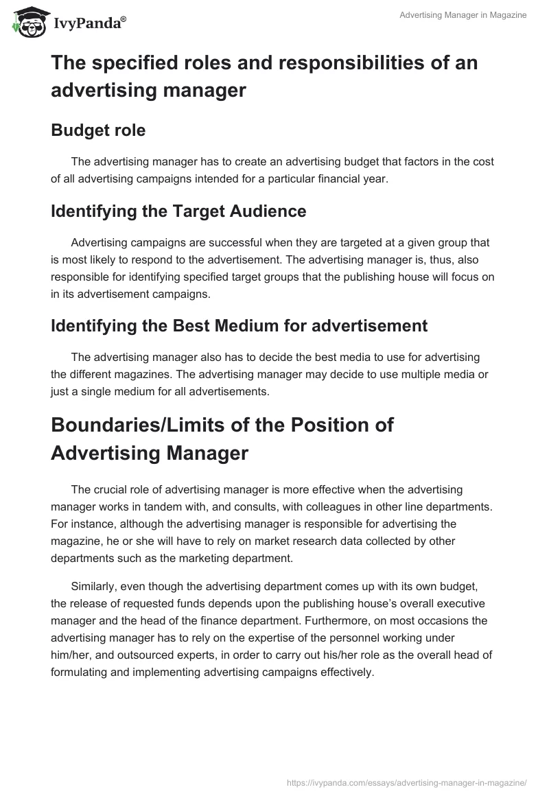 Advertising Manager in Magazine. Page 2