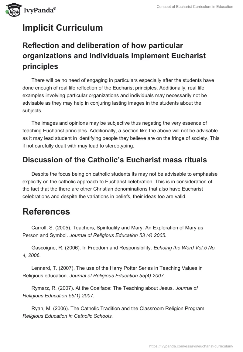 Concept of Eucharist Curriculum in Education. Page 4