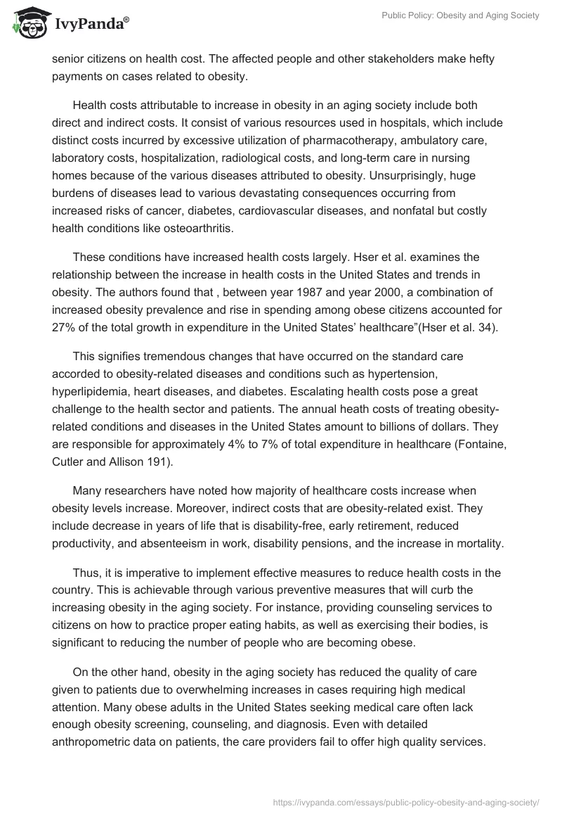 Public Policy: Obesity and Aging Society. Page 4