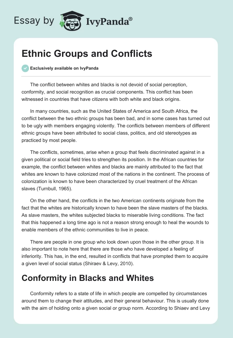 Ethnic Groups and Conflicts. Page 1