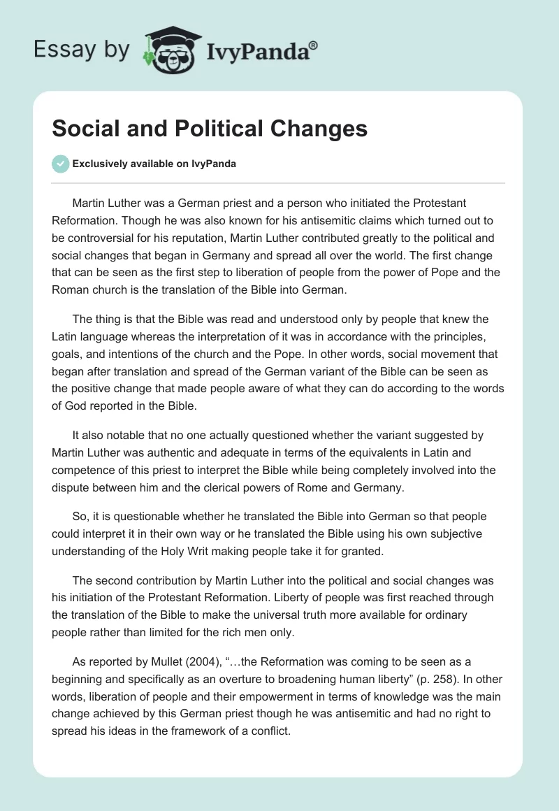 Social and Political Changes. Page 1