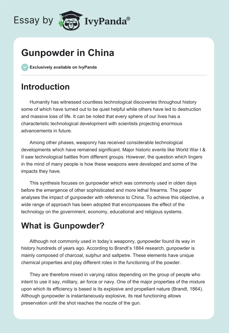 Gunpowder in China. Page 1