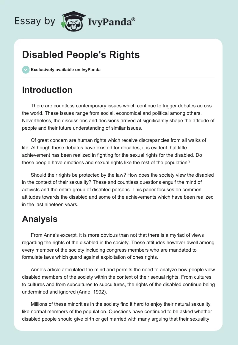 Disabled People's Rights. Page 1