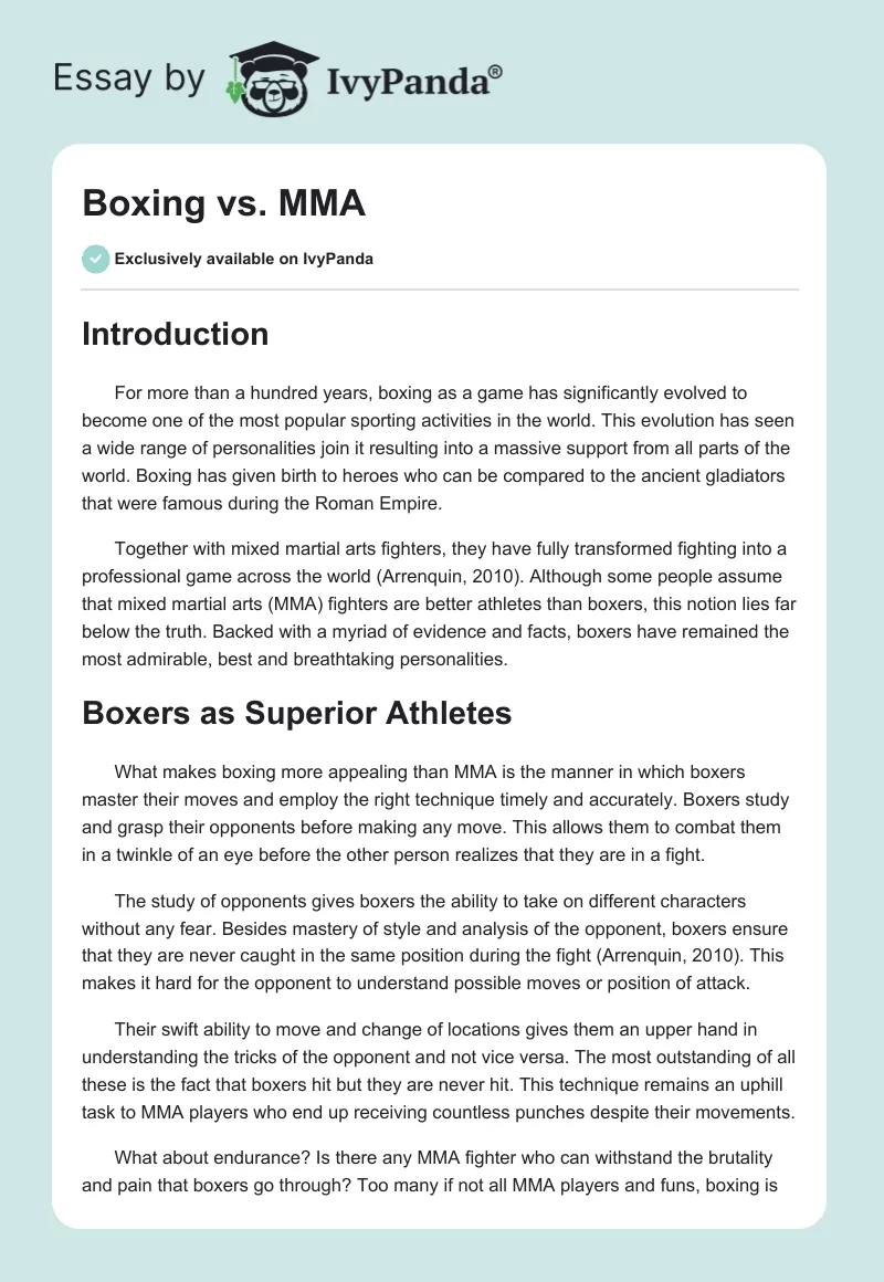 Boxing vs. MMA. Page 1