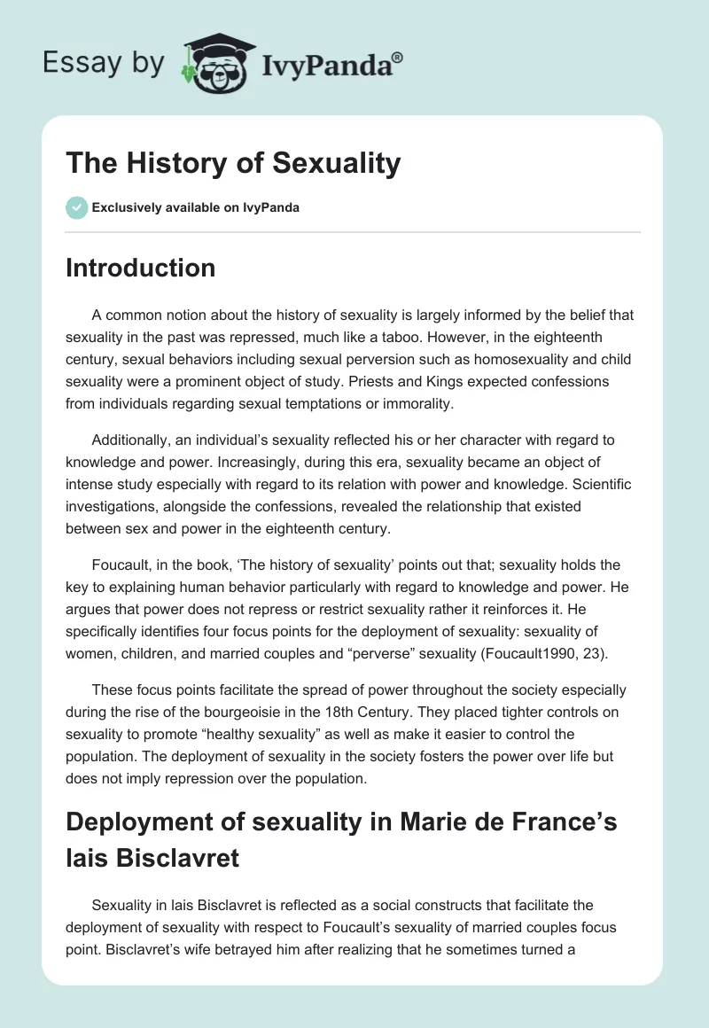 The History of Sexuality. Page 1