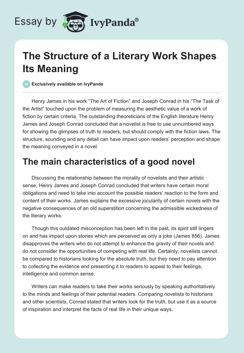 The Structure of a Literary Work Shapes Its Meaning. Page 1