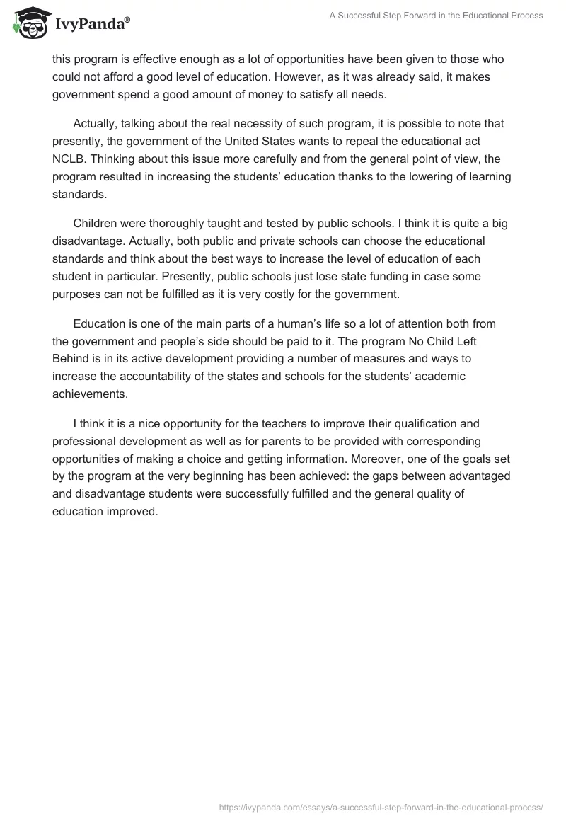 A Successful Step Forward in the Educational Process. Page 2