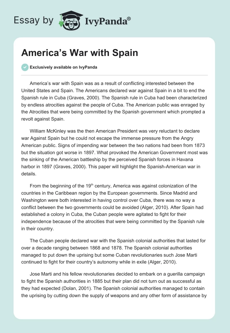 America’s War With Spain. Page 1