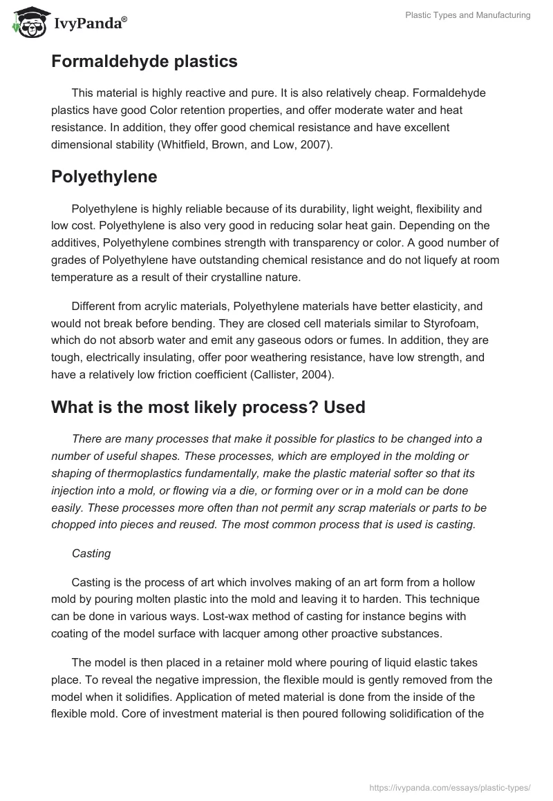 Plastic Types and Manufacturing. Page 3