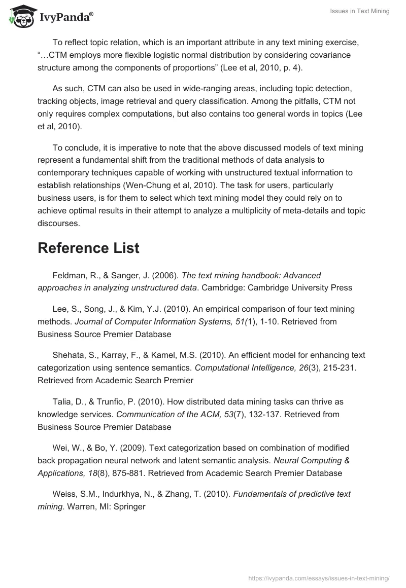 Issues in Text Mining. Page 5