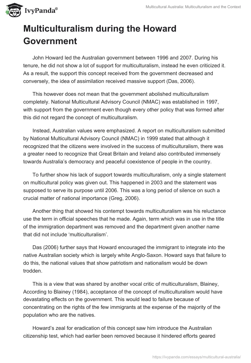 Multicultural Australia: Multiculturalism and the Context. Page 5