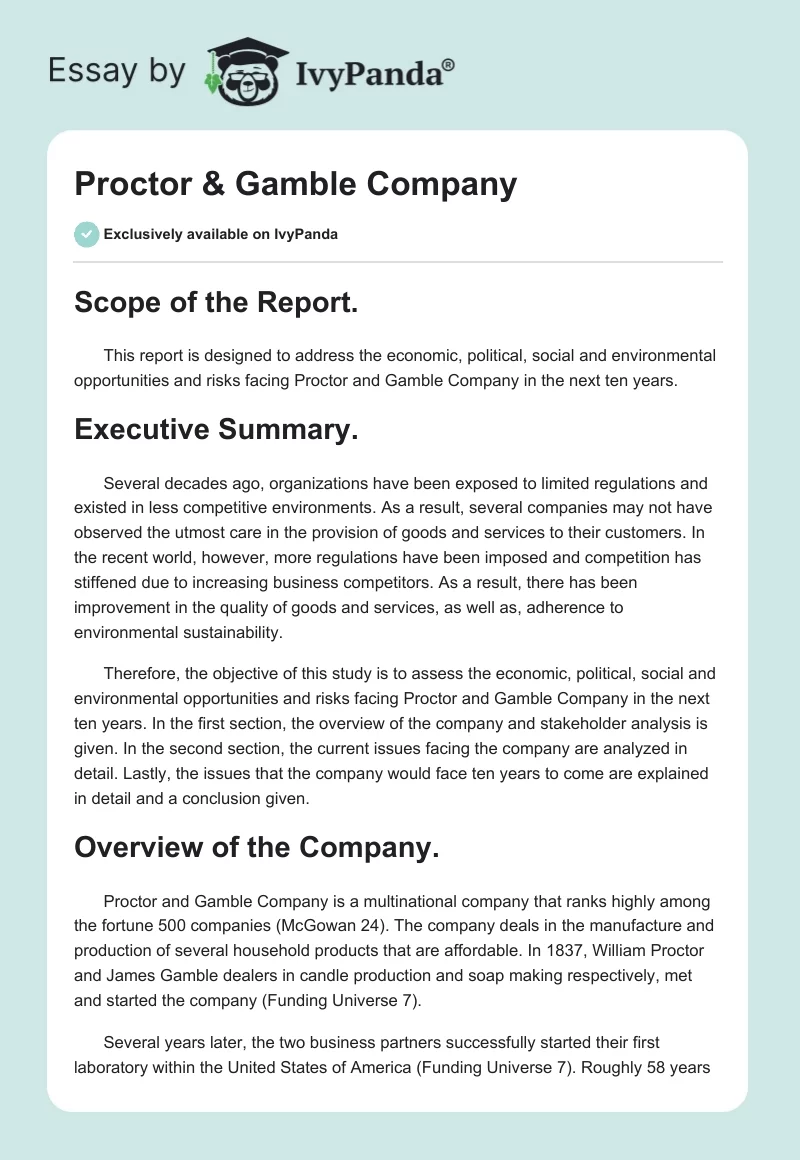 Proctor & Gamble Company. Page 1
