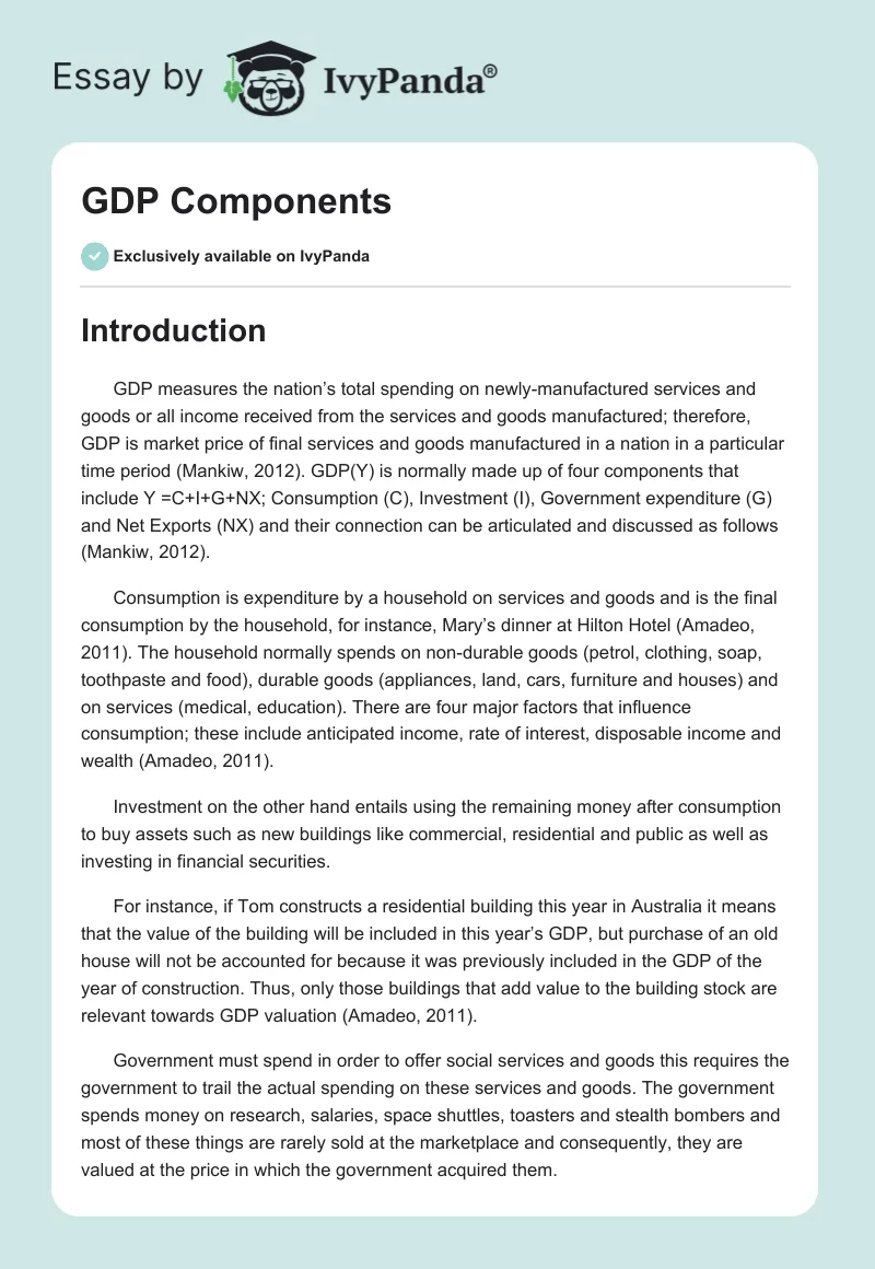 GDP Components. Page 1