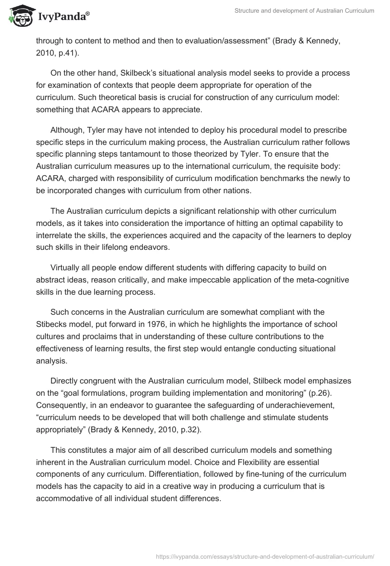 Structure and Development of Australian Curriculum. Page 3