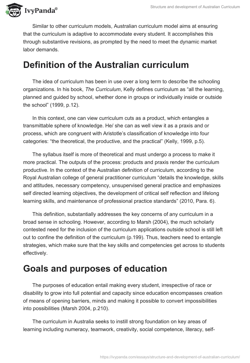 Structure and Development of Australian Curriculum. Page 4