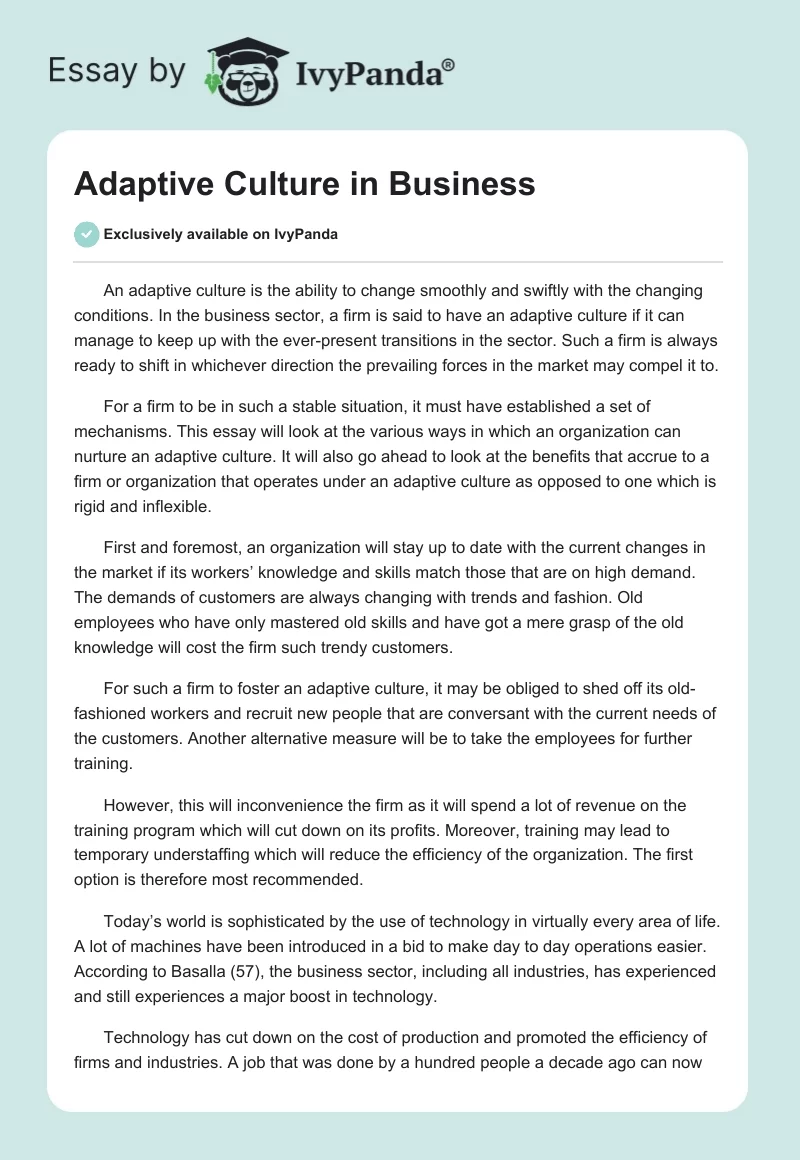 Adaptive Culture in Business. Page 1