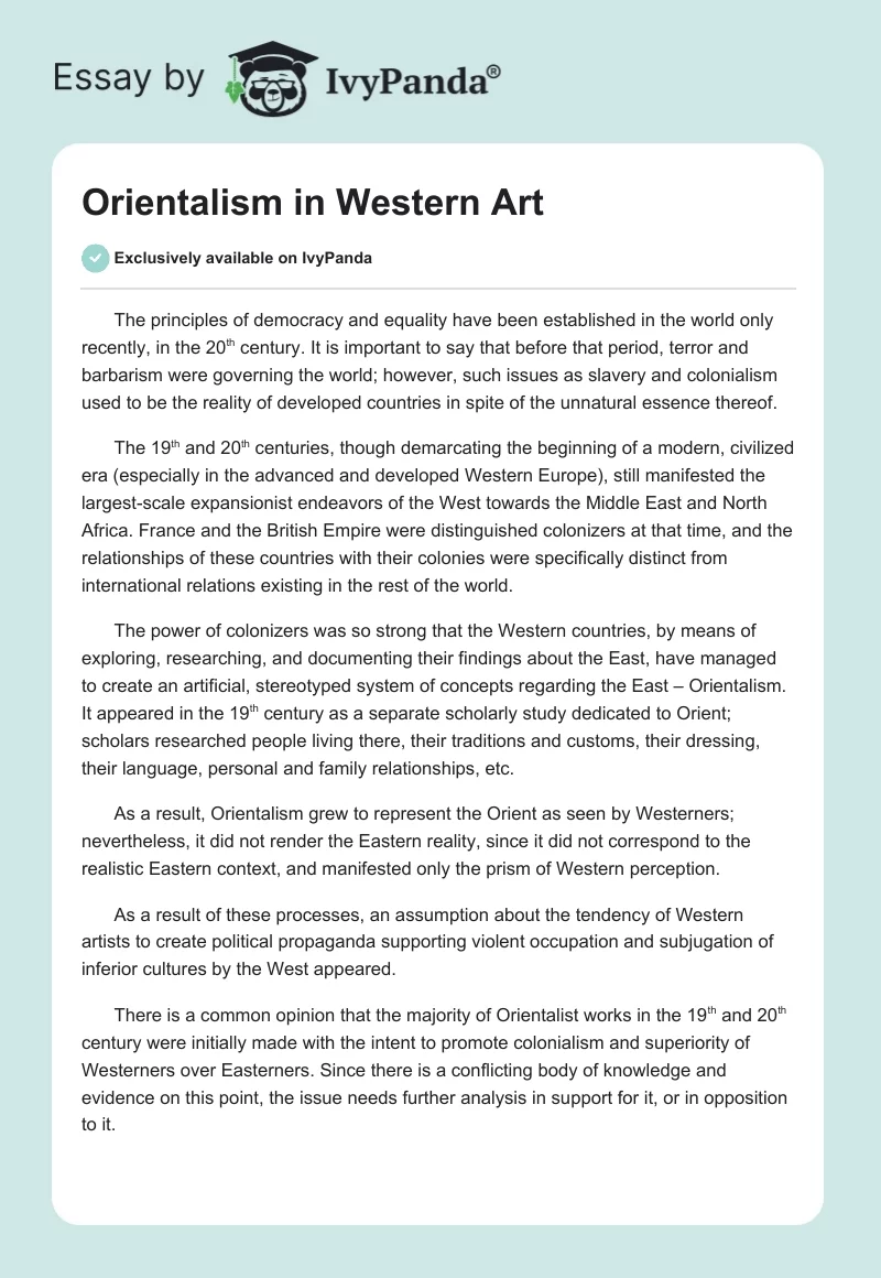 Orientalism in Western Art. Page 1