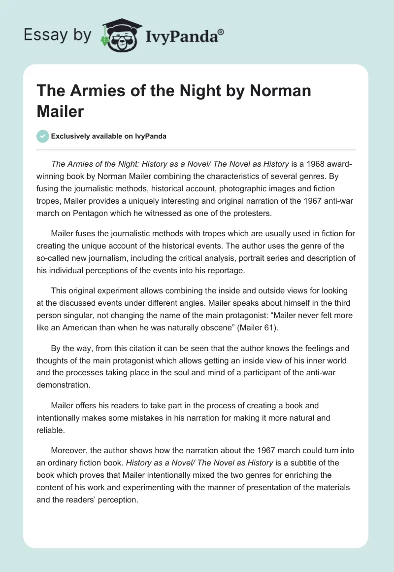 The Armies of the Night by Norman Mailer. Page 1