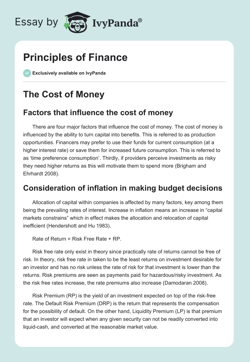 Principles of Finance. Page 1