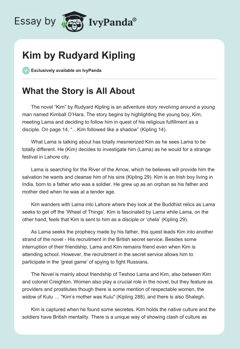 Kim by Rudyard Kipling. Page 1