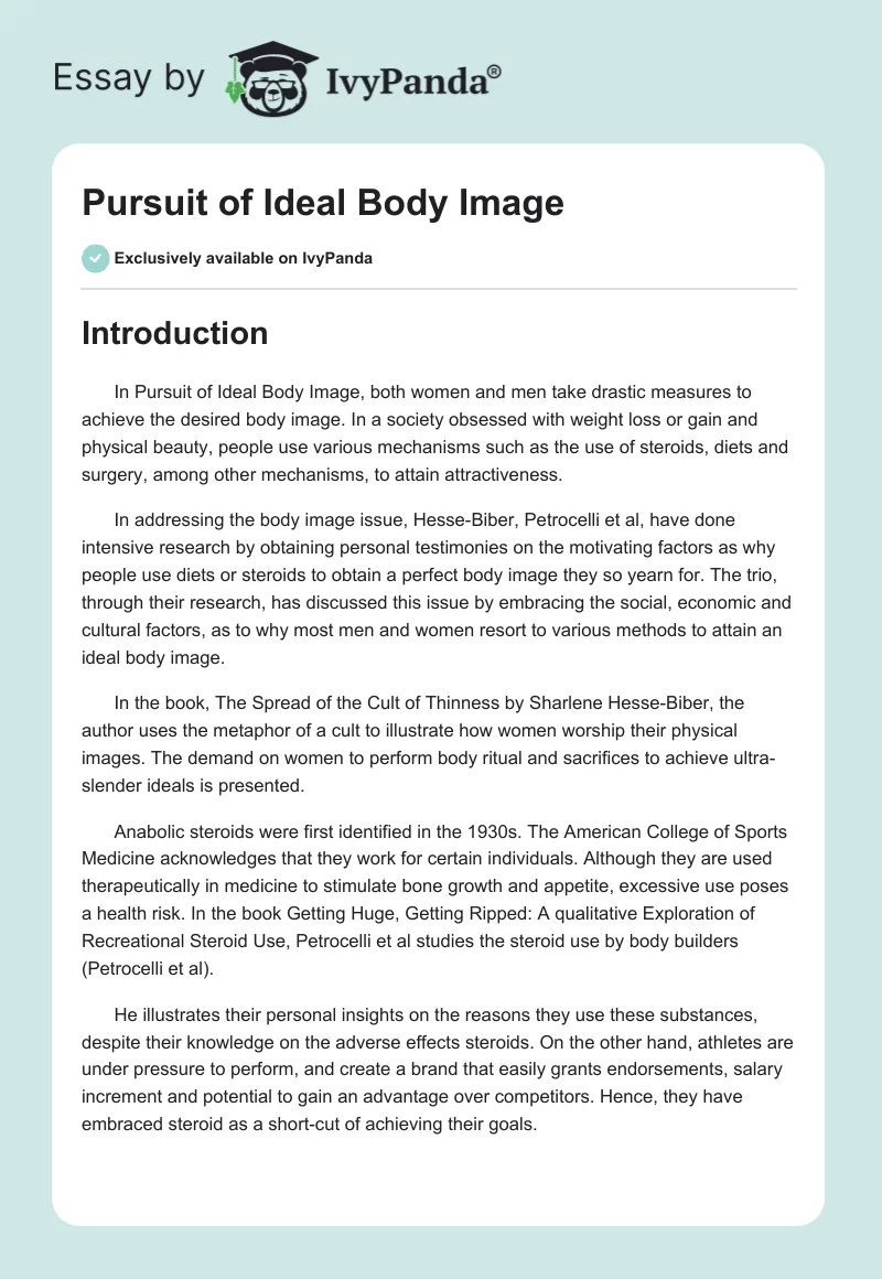 Pursuit of Ideal Body Image. Page 1