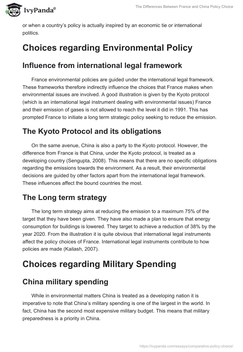 The Differences Between France and China Policy Choice. Page 2