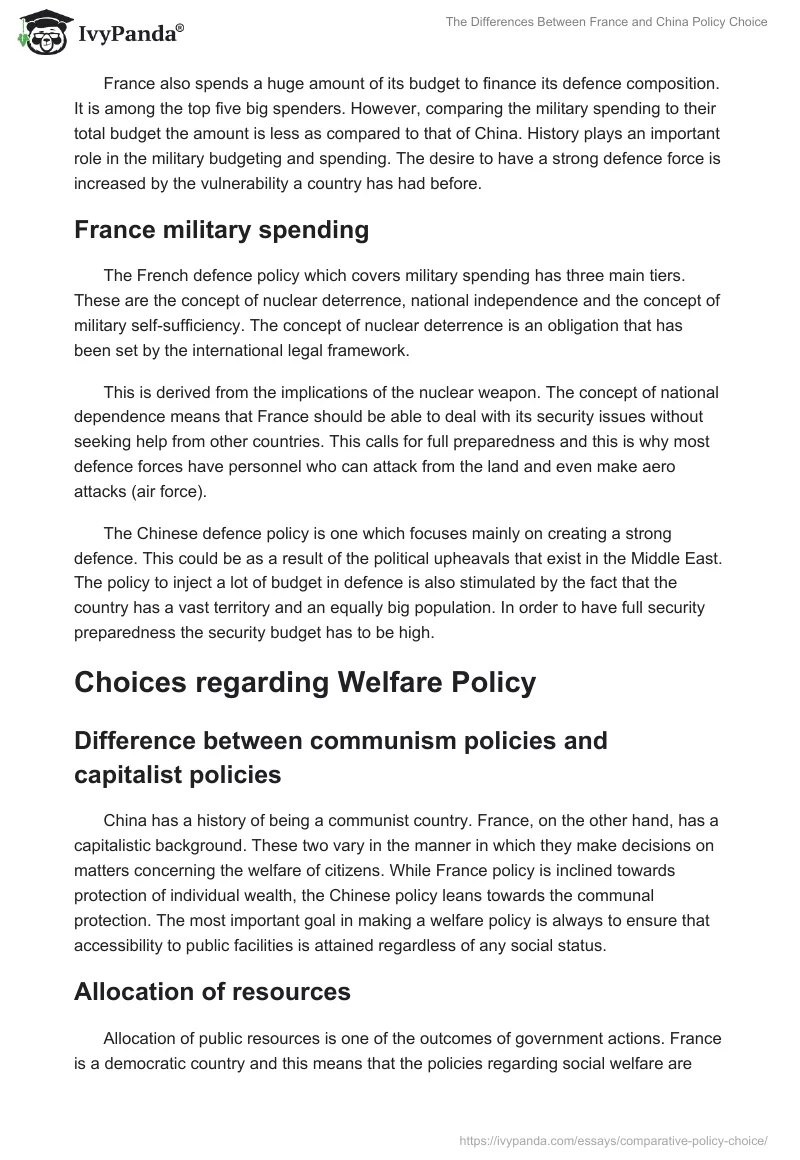 The Differences Between France and China Policy Choice. Page 3