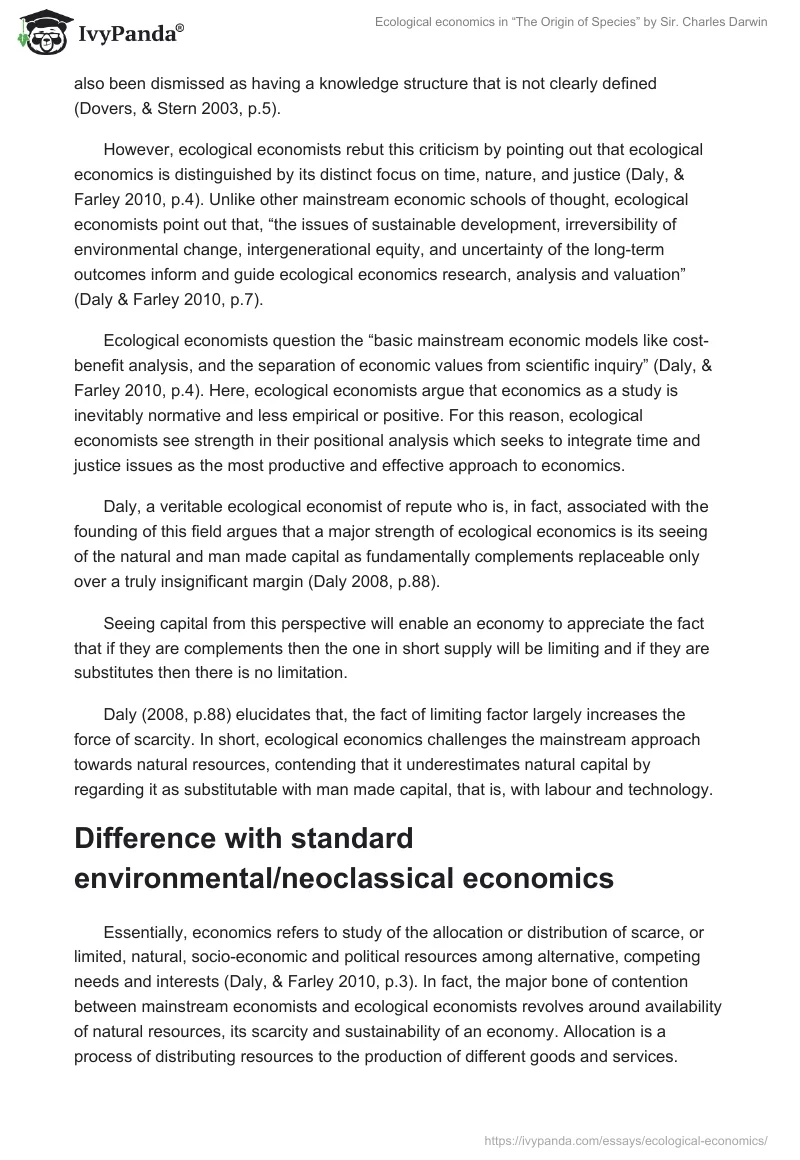 Ecological economics in “The Origin of Species” by Sir. Charles Darwin. Page 4