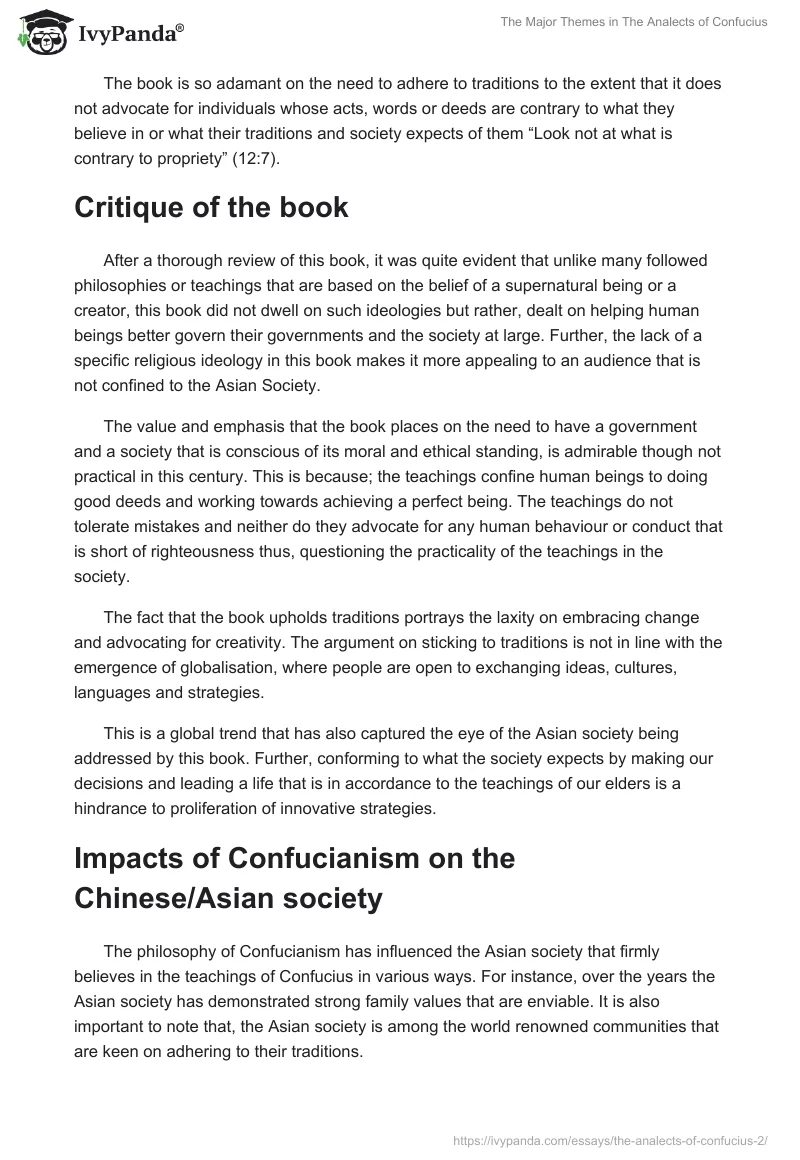 The Major Themes in "The Analects of Confucius". Page 3