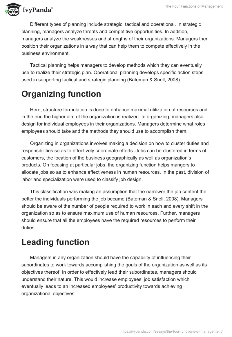 The Four Functions of Management. Page 2
