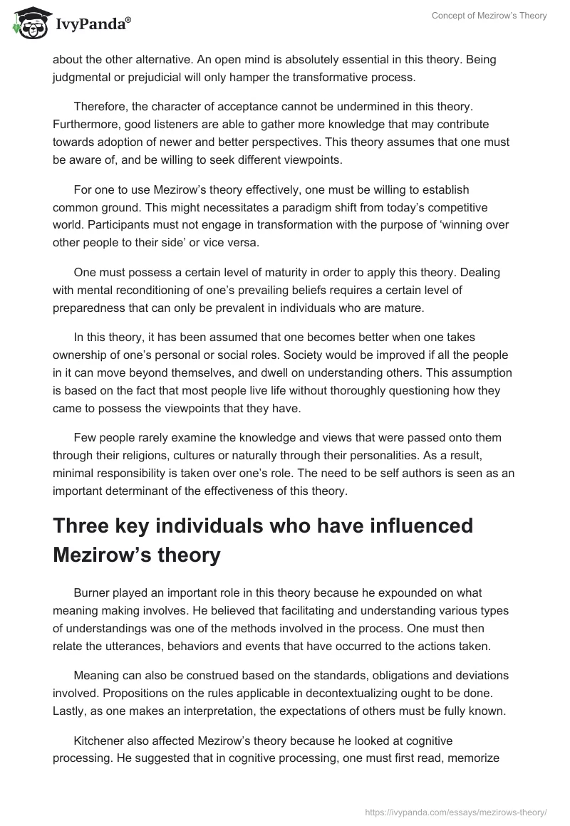 Concept of Mezirow’s Theory. Page 2