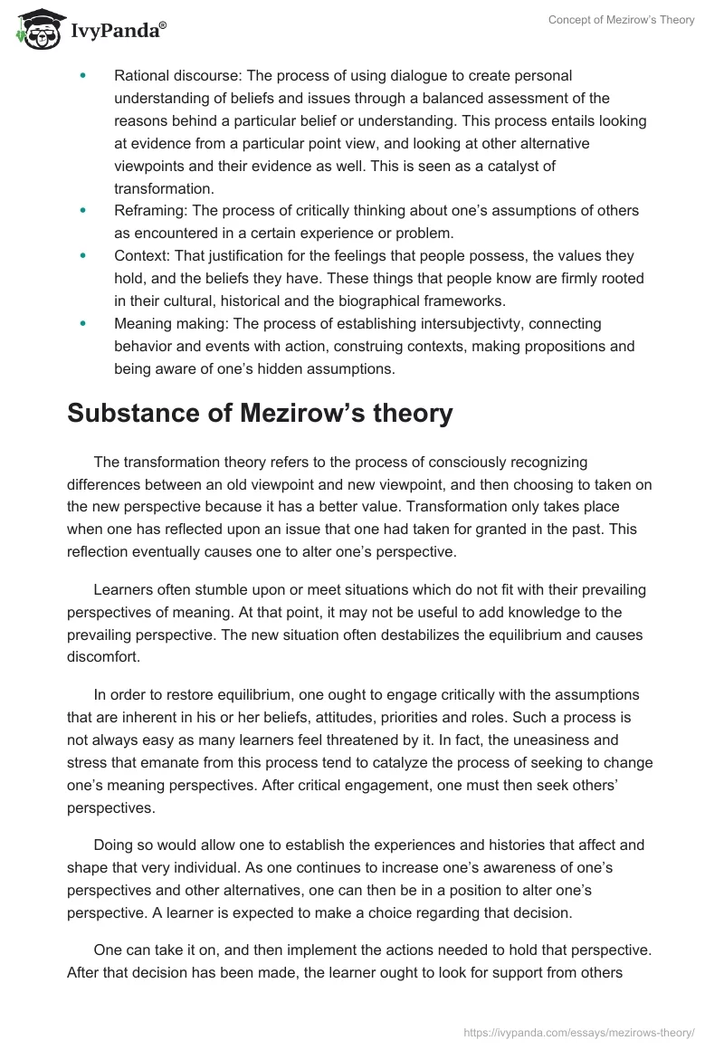Concept of Mezirow’s Theory. Page 4