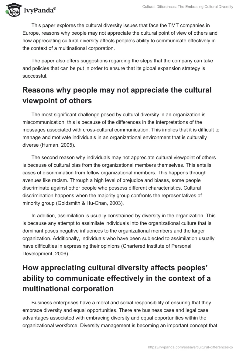 Cultural Differences: The Embracing Cultural Diversity. Page 2