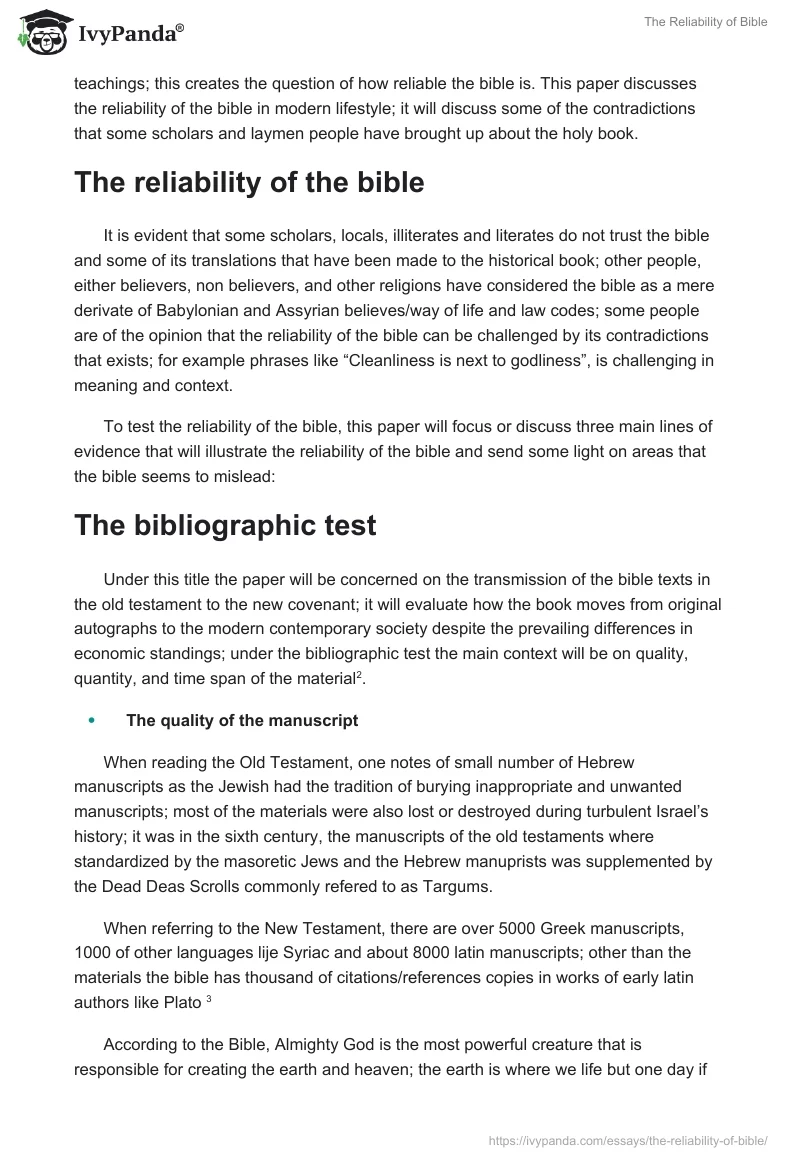 The Reliability of Bible. Page 2