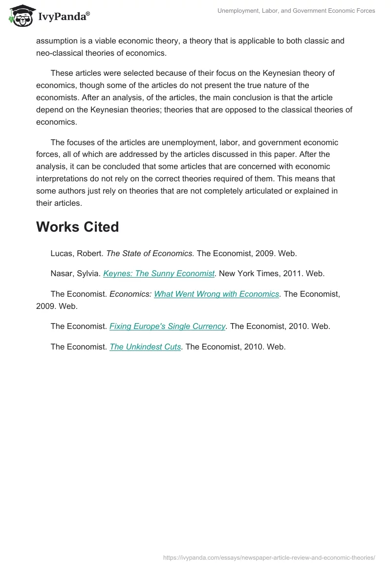 Unemployment, Labor, and Government Economic Forces. Page 3