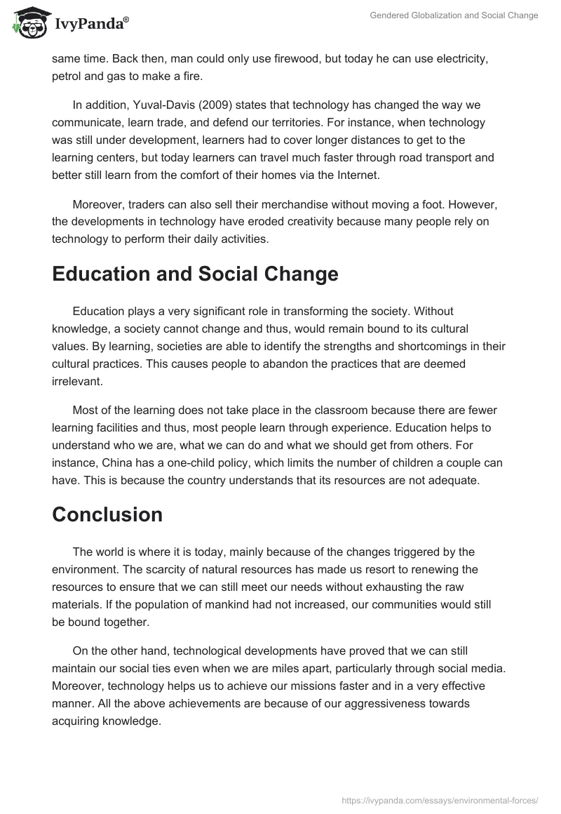 Gendered Globalization and Social Change. Page 3