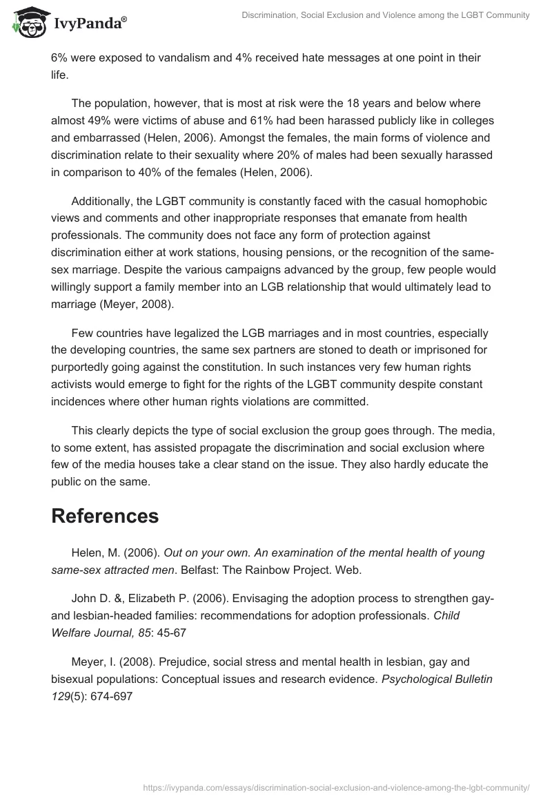 Discrimination, Social Exclusion and Violence among the LGBT Community. Page 2