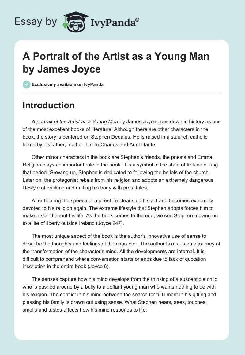 A Portrait of the Artist as a Young Man by James Joyce. Page 1