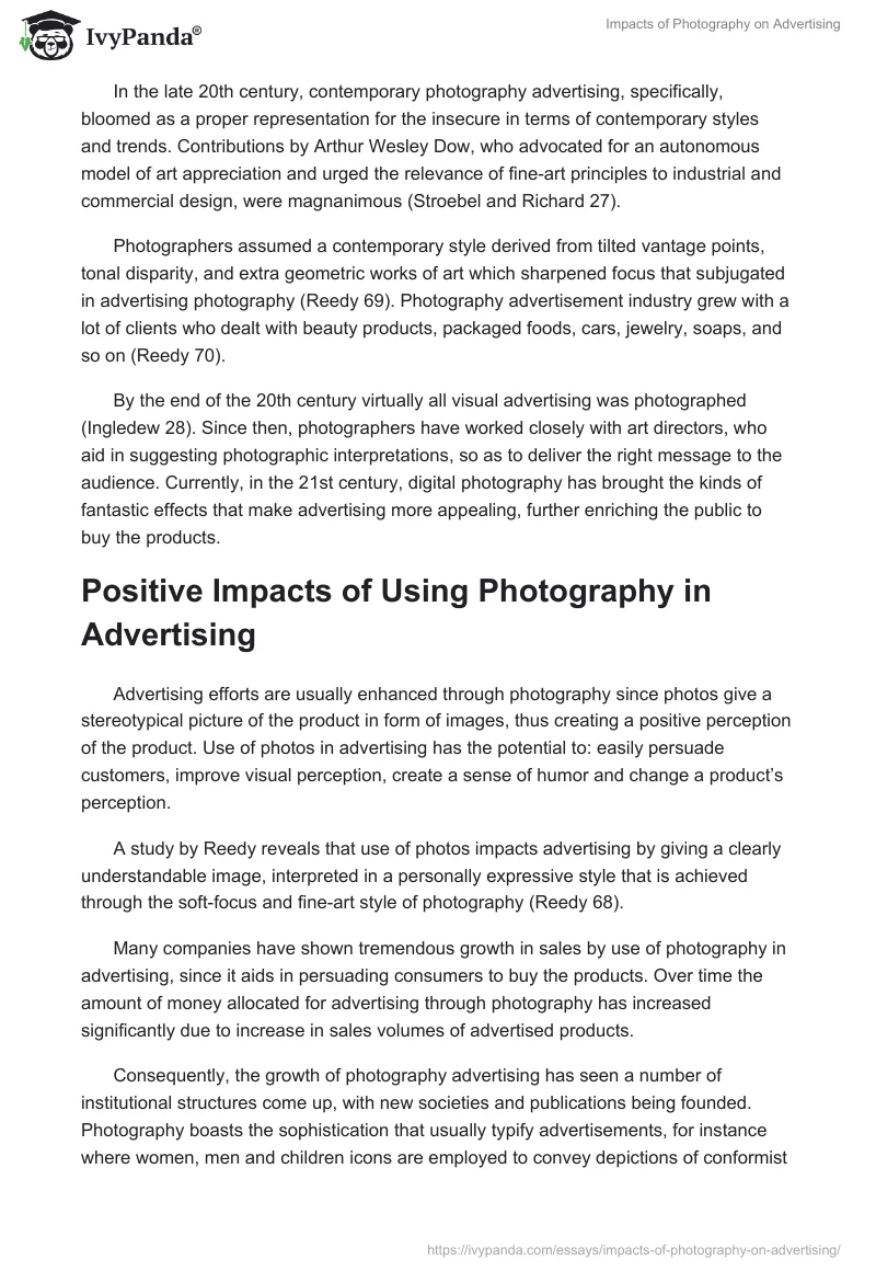 Impacts of Photography on Advertising. Page 2