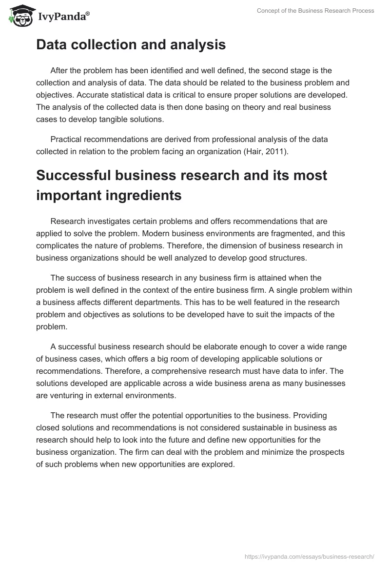 Concept of the Business Research Process. Page 2