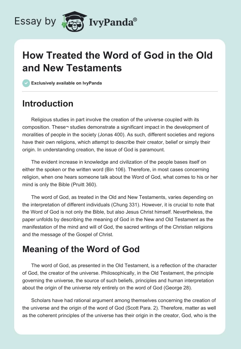 How Treated the Word of God in the Old and New Testaments. Page 1
