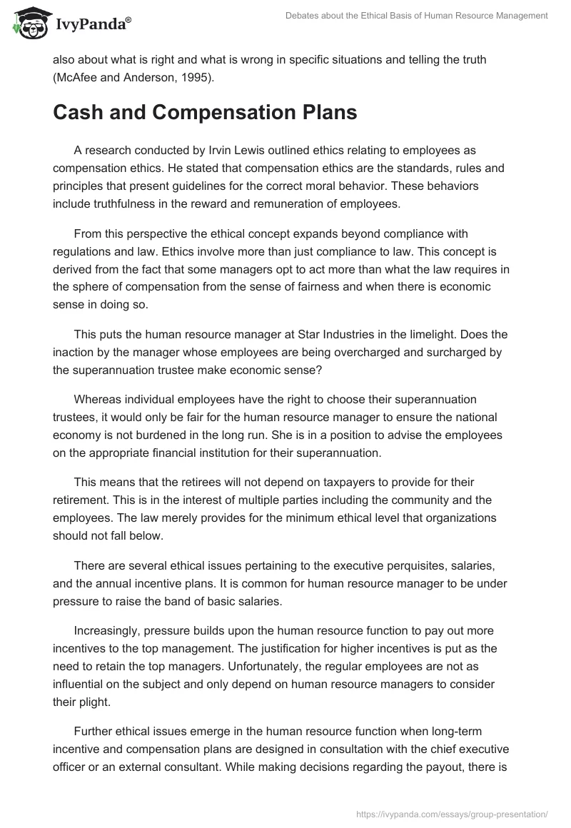 Debates about the Ethical Basis of Human Resource Management. Page 3