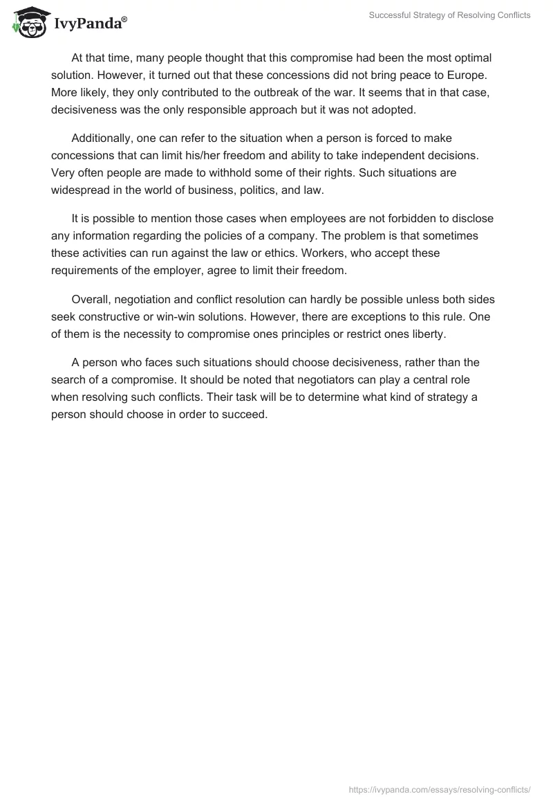 Successful Strategy of Resolving Conflicts. Page 2